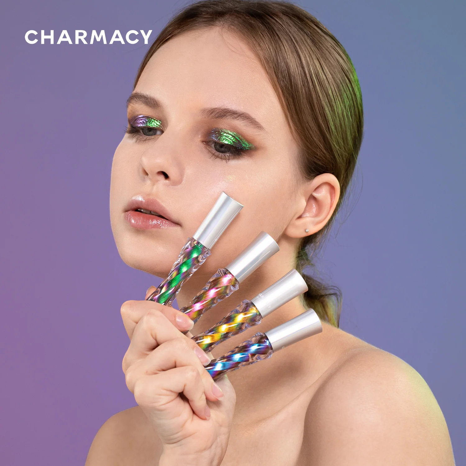 CHARMACY Multichrome Liquid Eyeshadow Long Lasting Matte Metal Diamond Shiny Eyeliner Pen Shimmer and Shine Makeup Pigment