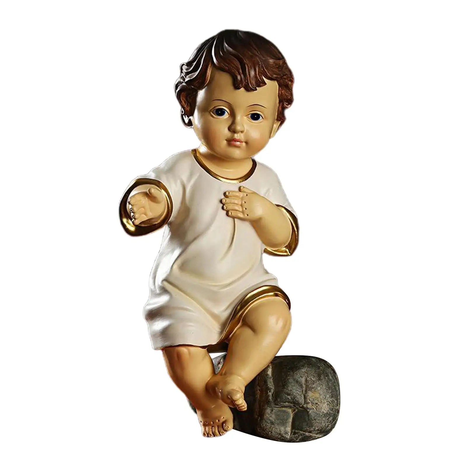 Loviver European Baby Boy Figurine Art Ornament Memorial Resin Statue Living