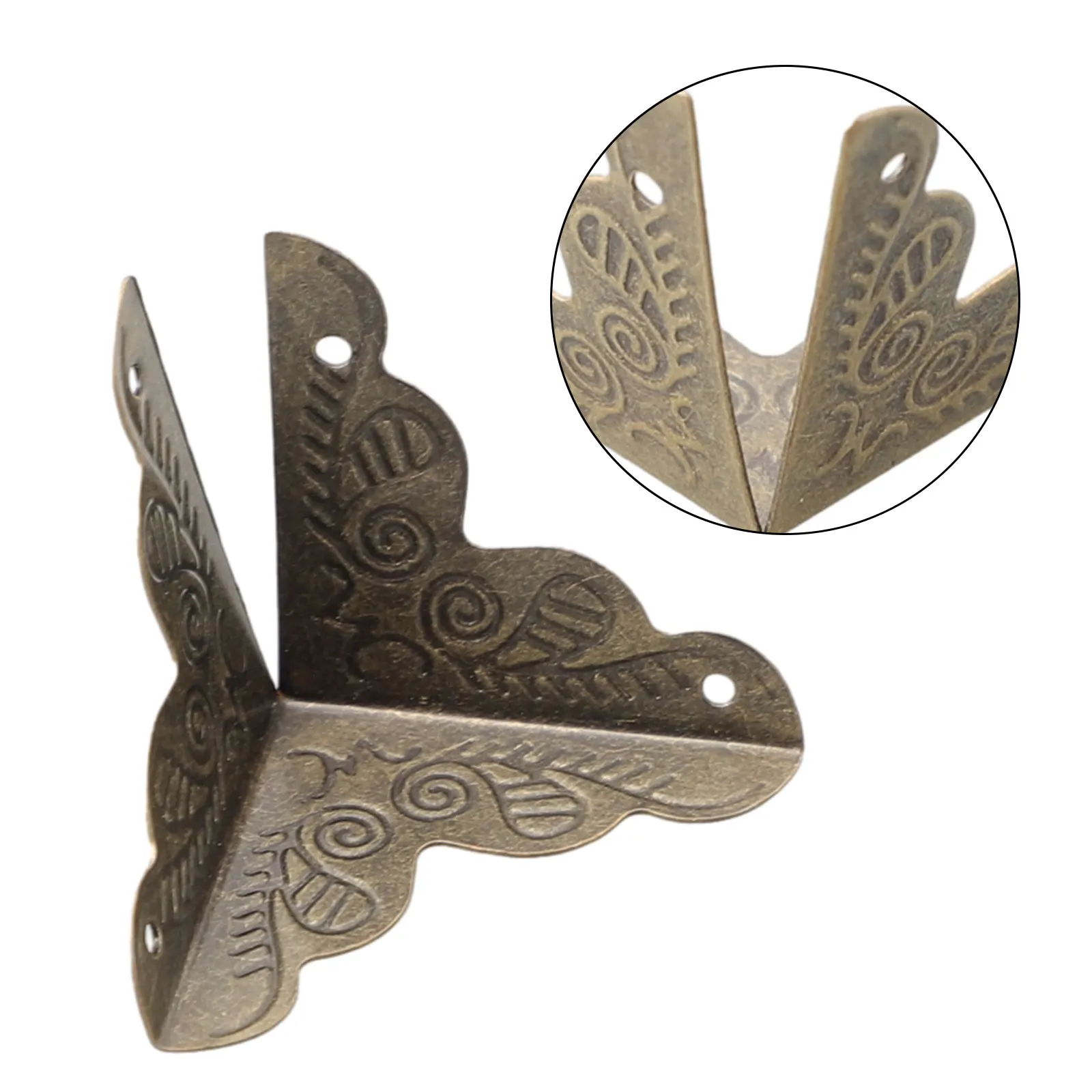 Brand New Easy Install Furniture Home Case Box Corners Brackets Protector Metal Triangle With Screws Decorative