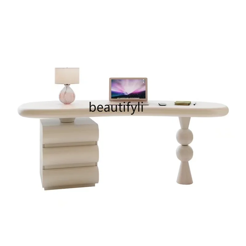 Simple Modern Solid Wood Curved Creative Computer Desk Designer Home Office Single Desk