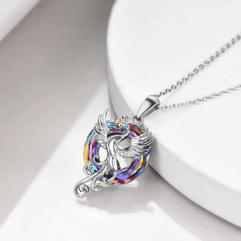 Fashion Lovely Crystal Pendant Necklace Lady Colorful Wings Dropship