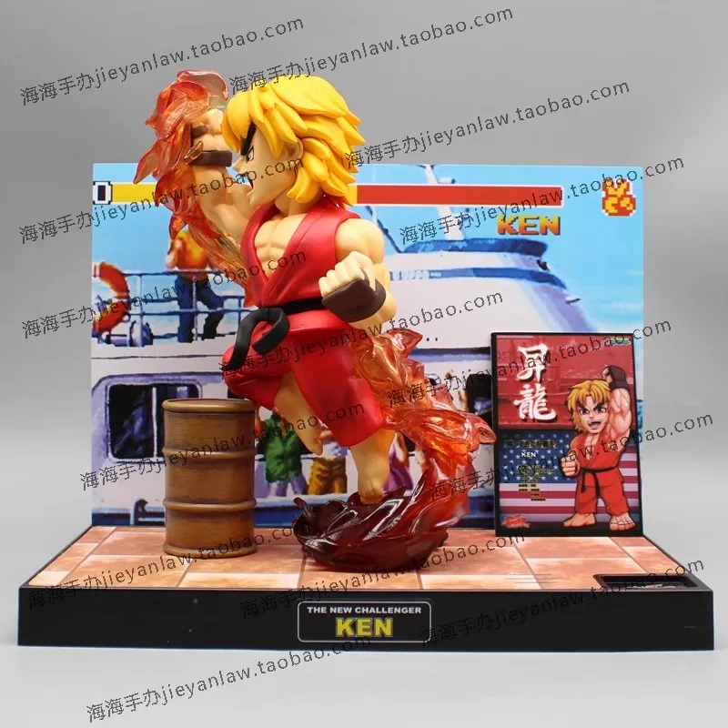 21cm Japanese Street Fighter Figurine Ken Masters Action Figures Illuminated Games Anime PVC Model Collection Toys Doll Gifts