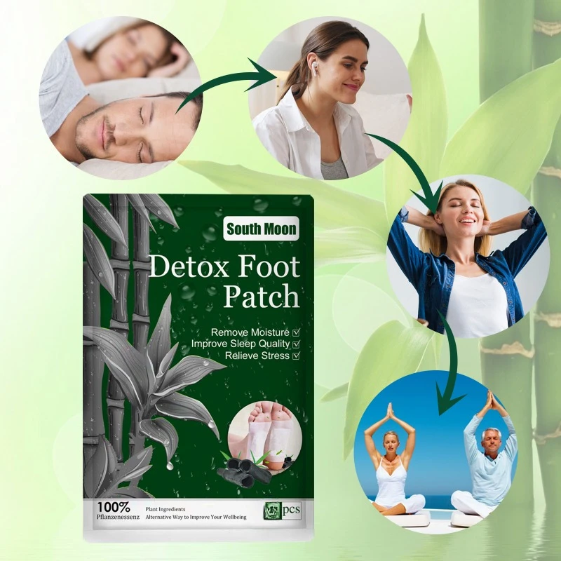 Detox Foot Patches Natural Bamboo Detoxification Body Toxins Cleansing improve Sleep Fatigue Stress Relief Feet Pads Foot Care