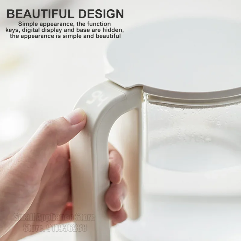 Olayks 0.8L Electric Kettle Compact Insulated Kettle Ceramic Glaze Base Home Tea Kettle Digital Display Kitchen Appliance