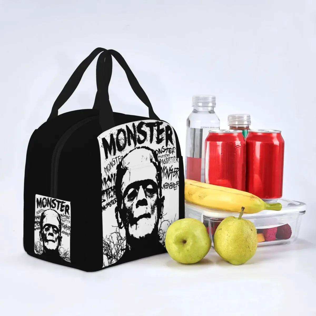 Monster Insulated Lunch Bags Portable Frankenstein Horror Movie Lunch Container Cooler Bag Tote Lunch Box School Travel