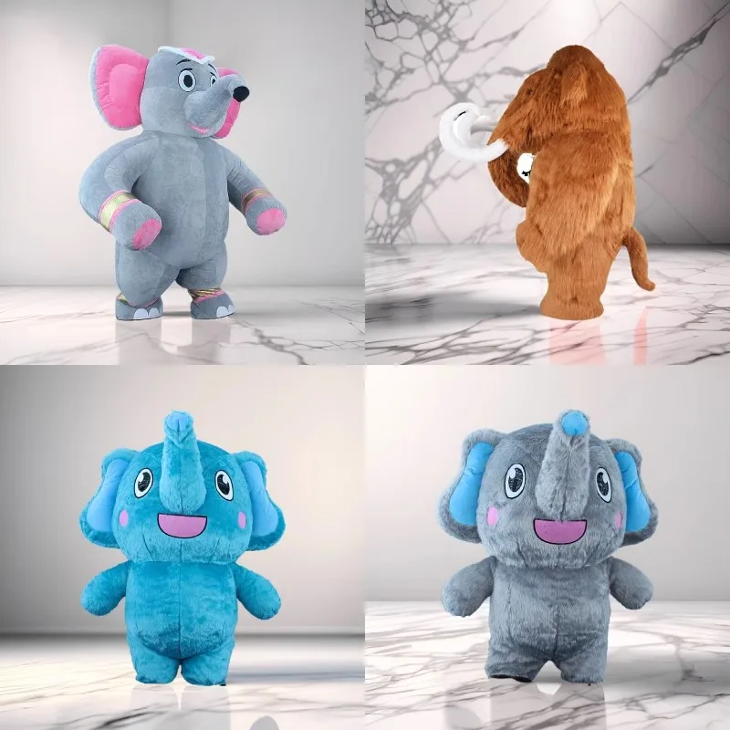 Disfraz inflable de elefante de peluche gigante de 2M/2,6 M, disfraz de mamut peludo, ropa de Cosplay, vestido elegante para fiesta, accesorio de ceremonia publicitaria