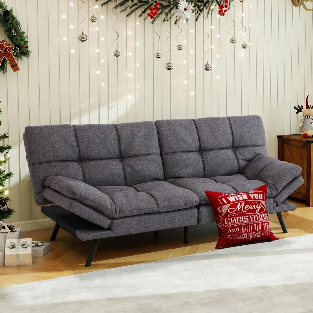 

Futon Sofa Bed Couch Sofa, Memory Foam Futon Sleeper Sofa Loveseat Convertible Couch Bed for Small Compact Spaces, Apartment, D