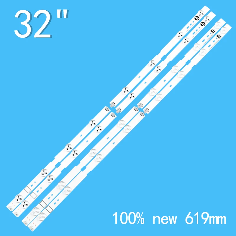 New 4PCS/lot 2A+2B 619mm 8LEDs 3V For 32