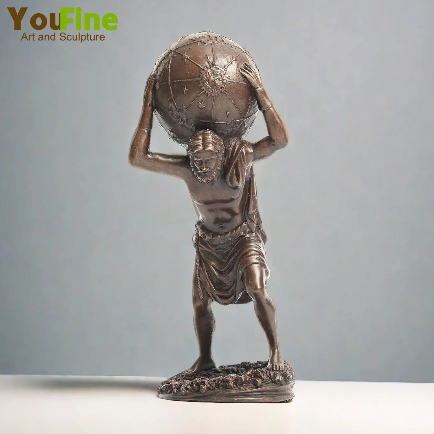 Greek Titan Bronze Atlas Carrying The World Statue Greek Myth God Atlas Bronze Sculpture For Home Indoor Decor Ornament Crafts