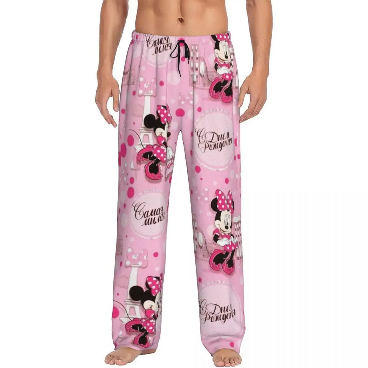 

Пижамные штаны с принтом Минни Микки Маус и мультяшной анимацией на заказ, мужская одежда для сна, низ с карманами