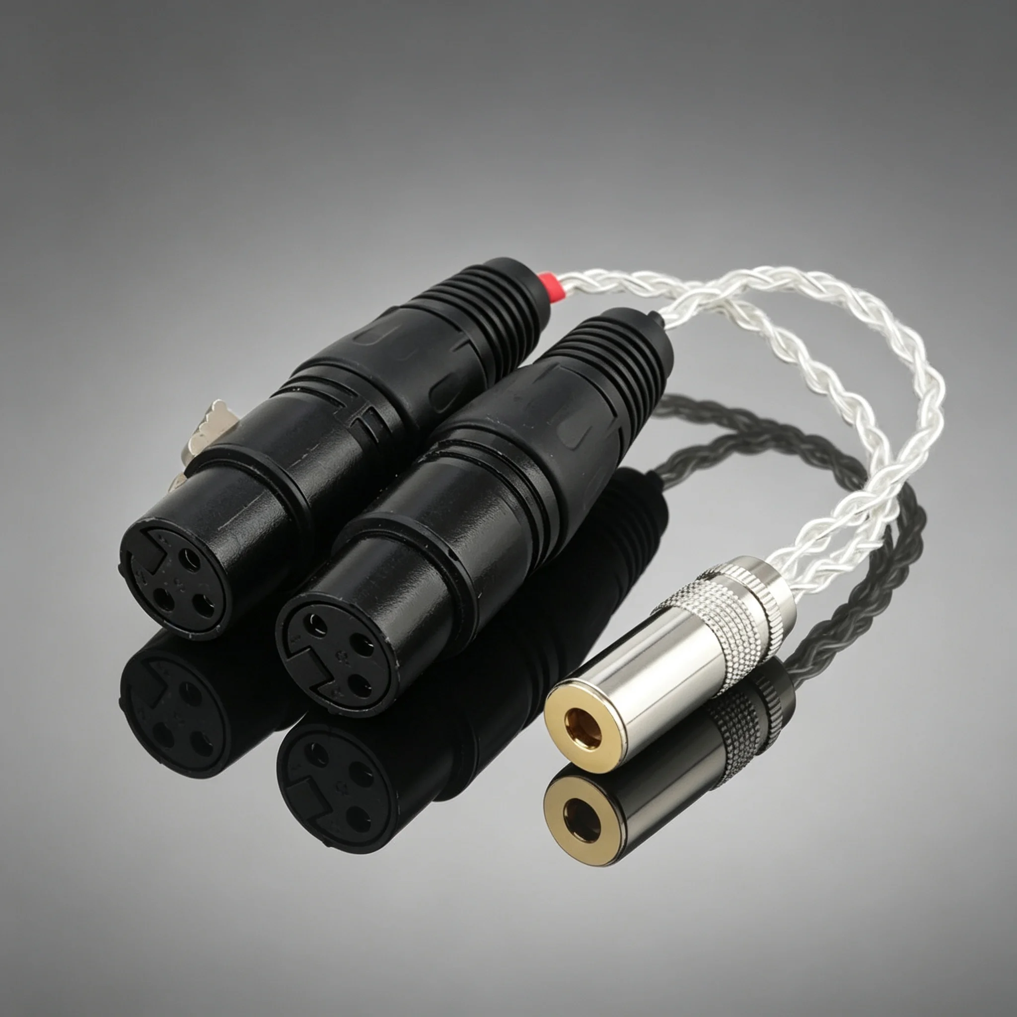 8 Core Silver Plated 4.4mm Balanced Female to Dual 3 Pin XLR Female Audio Adapter HiFi Audiophile for Active Monitor Amp
