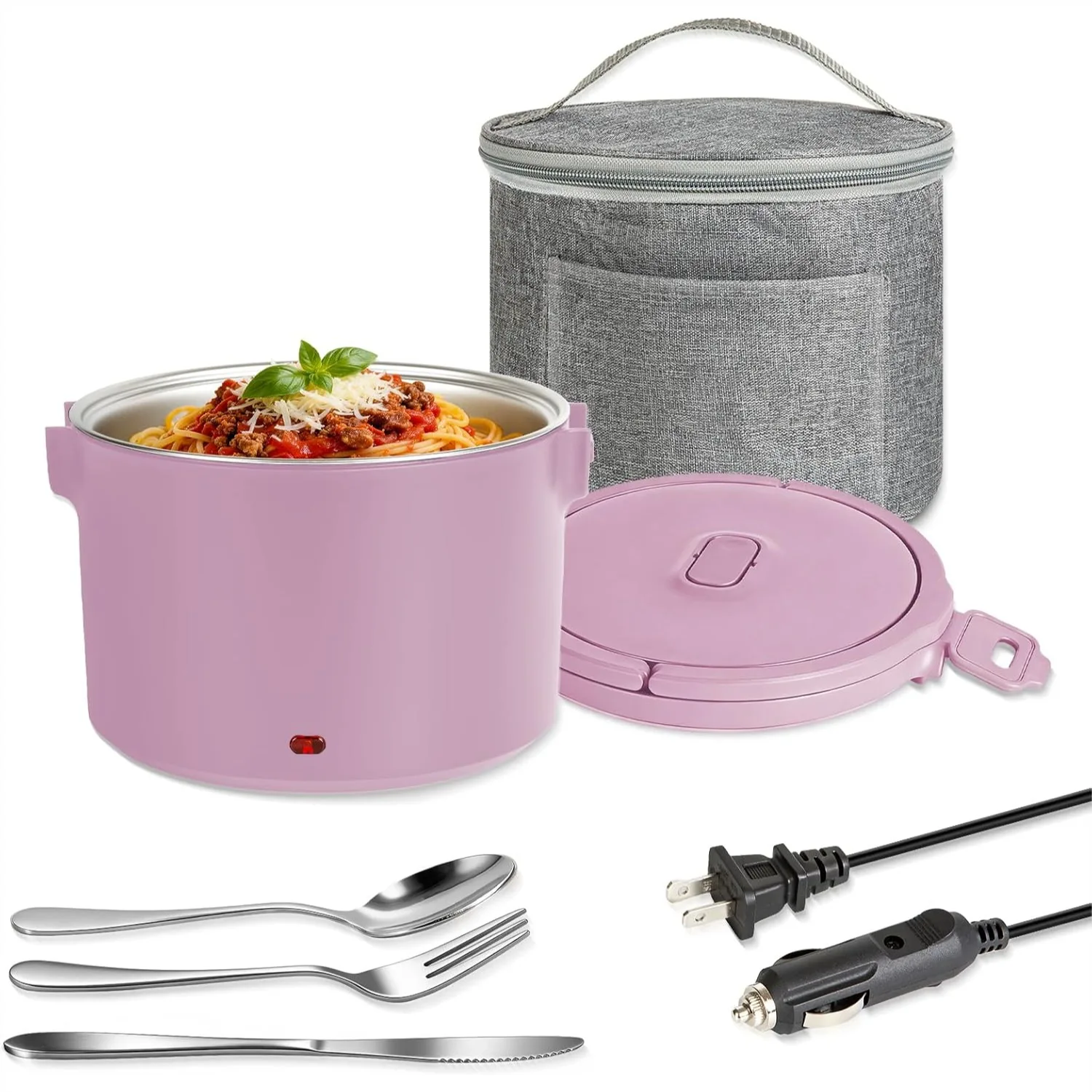 

1.5L Electric Lunch Box 100W Portable Food Warmer 12/24/110V for Travel Work Car Truck On-the-Go