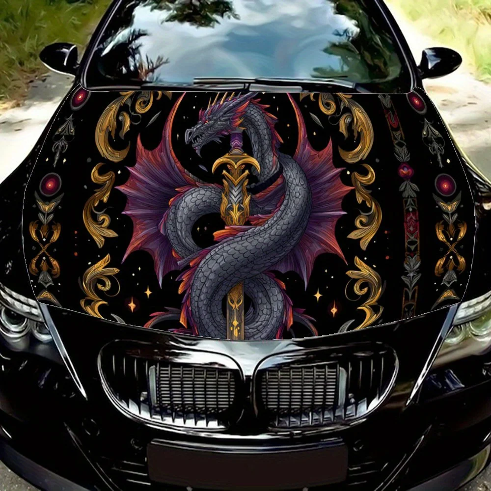 

Наклейки на капот автомобиля «Таинственный дракон», водонепроницаемые самоклеящиеся, устойчивые к царапинам, легко приклеиваемые, прочные автомобильные наклейки из ПВХ, автомобиль d