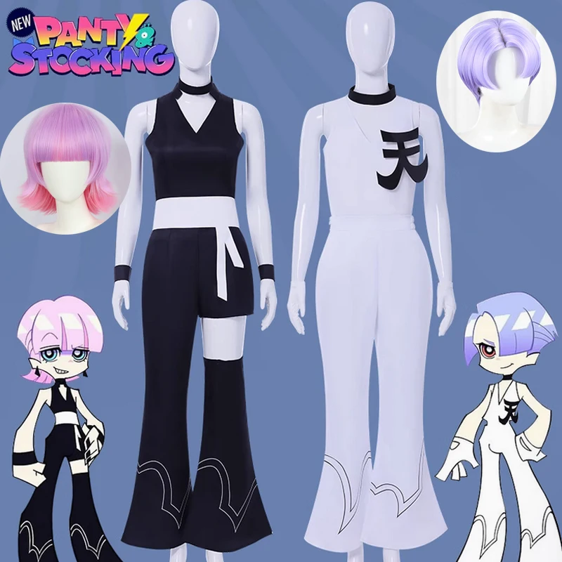 

Anime NEW PANTY & STOCKING Cosplay Wig Angel Polyester and Polyurethane Costumes Role Play Suit Set for Men Women Sexy Jumpsuit