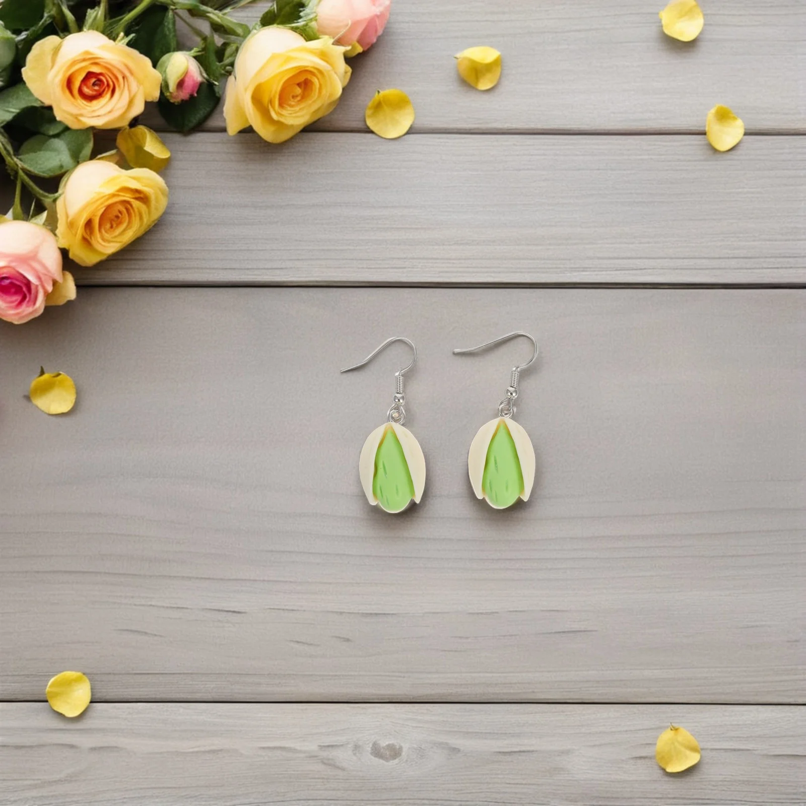 Pendientes de tuerca de pistacho de resina para mujer, aretes colgantes de fruta seca divertidos y ligeros, joyería colgante de comida novedosa, 2 uds.