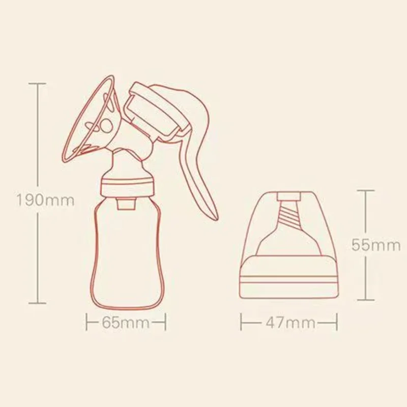 Manual breast pump, newborn milk bottle, breast milk storage bottle, preferably made of PP material, BPA free