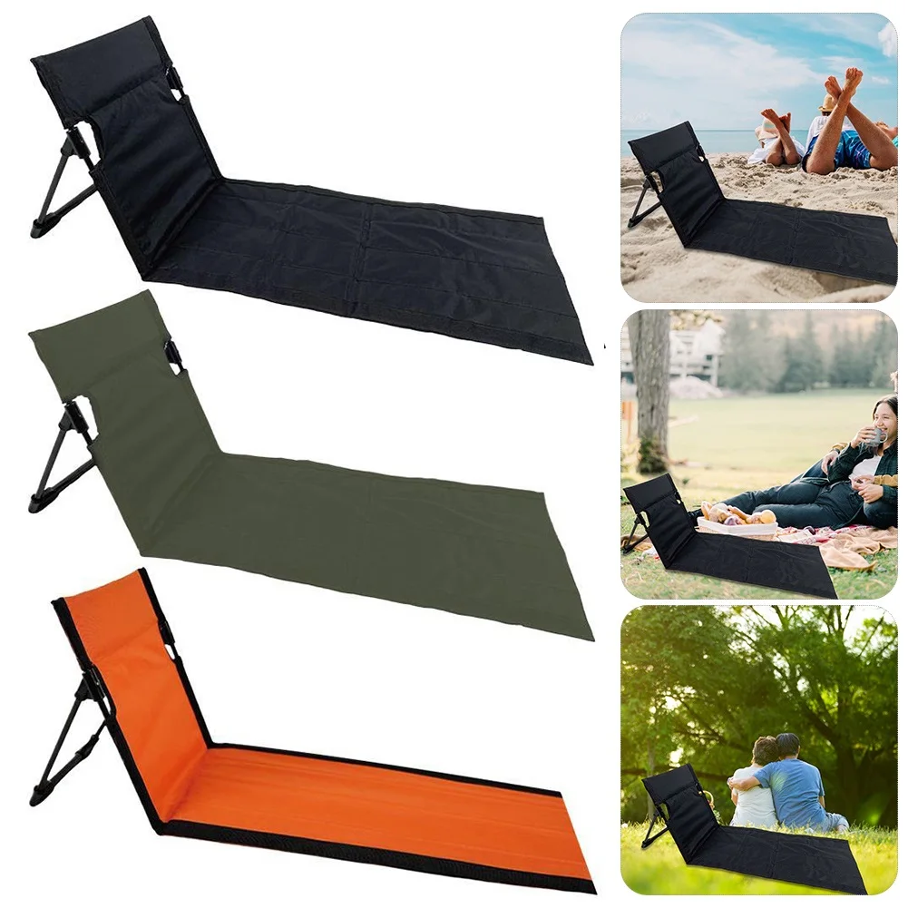 Portable Folding Seat Without Legs Lightweight Camping Chair with Backrest Beach Lounger for Park Lawn Picnic Single Lazy Chair