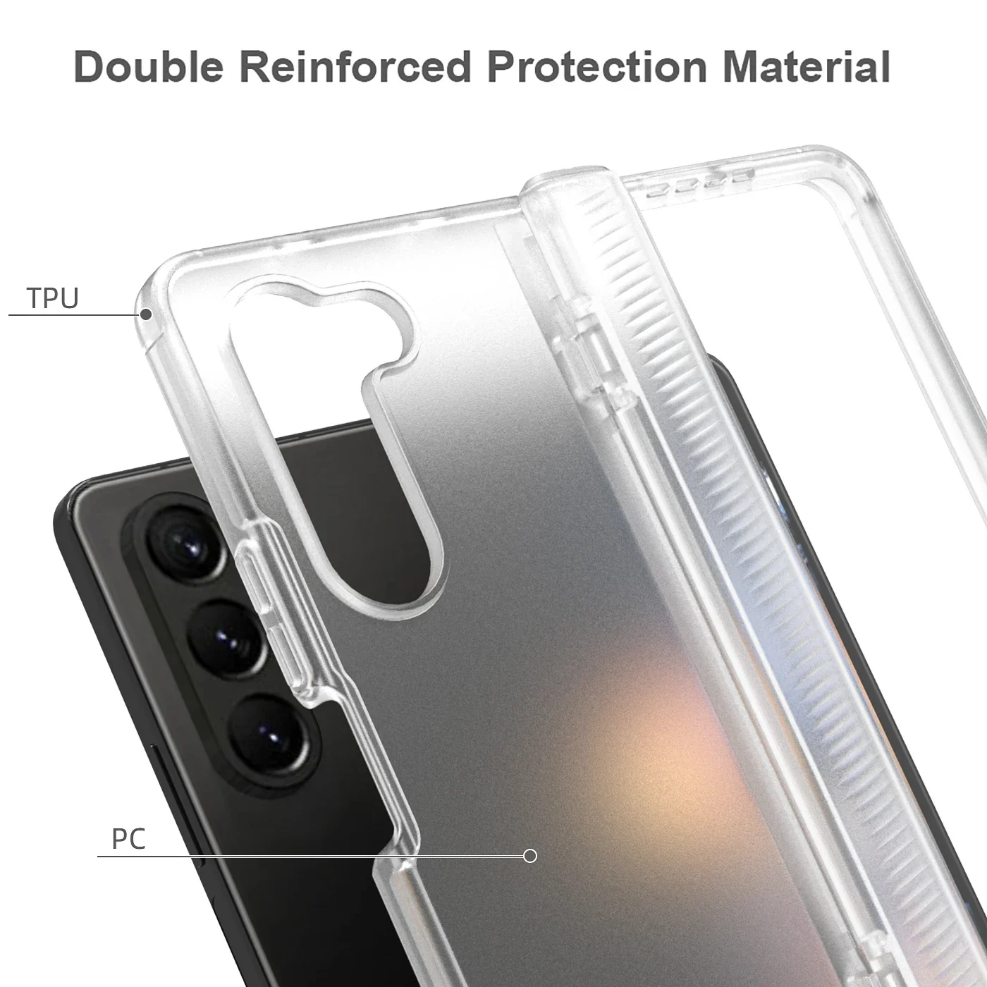 For Samsung Galaxy Z Fold 5 Case Shockproof PC+TPU Hinge Anti-Scratch Transparent Matte Folding Cover For Z Fold 5
