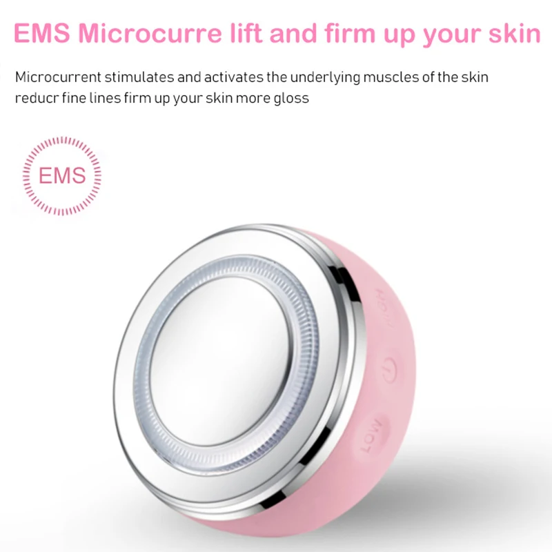 LED Phototherapy Silicone Facial Cleaner Brush Face Massage Most Popular Warm Ions Micro Vibration Face Beauty Equipment