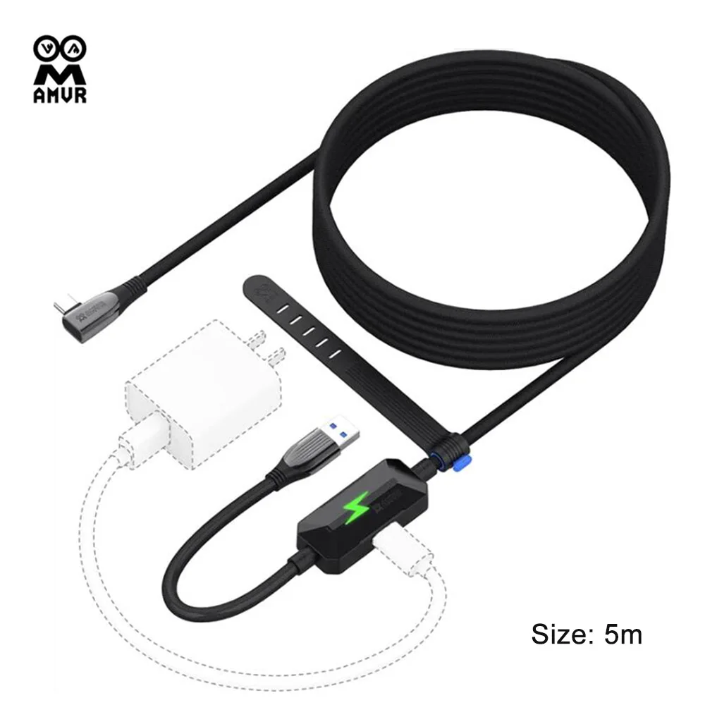 

Кабель AMVR VR Link длиной 16 футов для PICO 4/Neo3/Oculus Quest 2/Quest Pro, Type-C, для передачи данных, игровые аксессуары