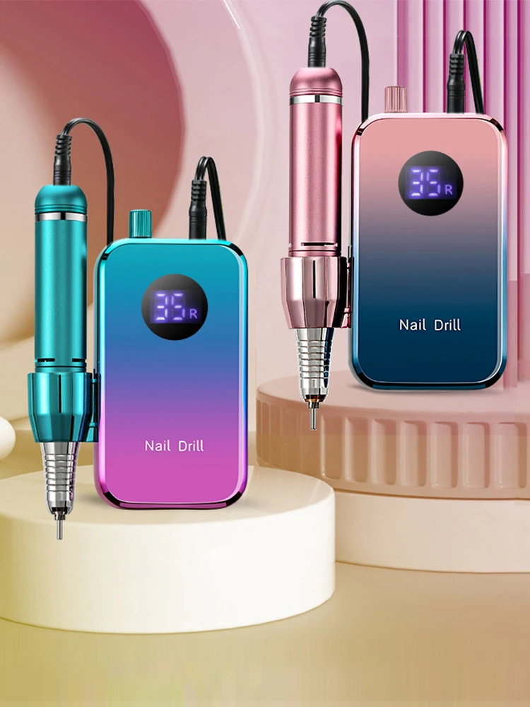 Professional 35000RPM Portable Electric Nail Drill Machine Display Nails Sander For Acrylic Gel Polish Rechargeable Nail Tool
