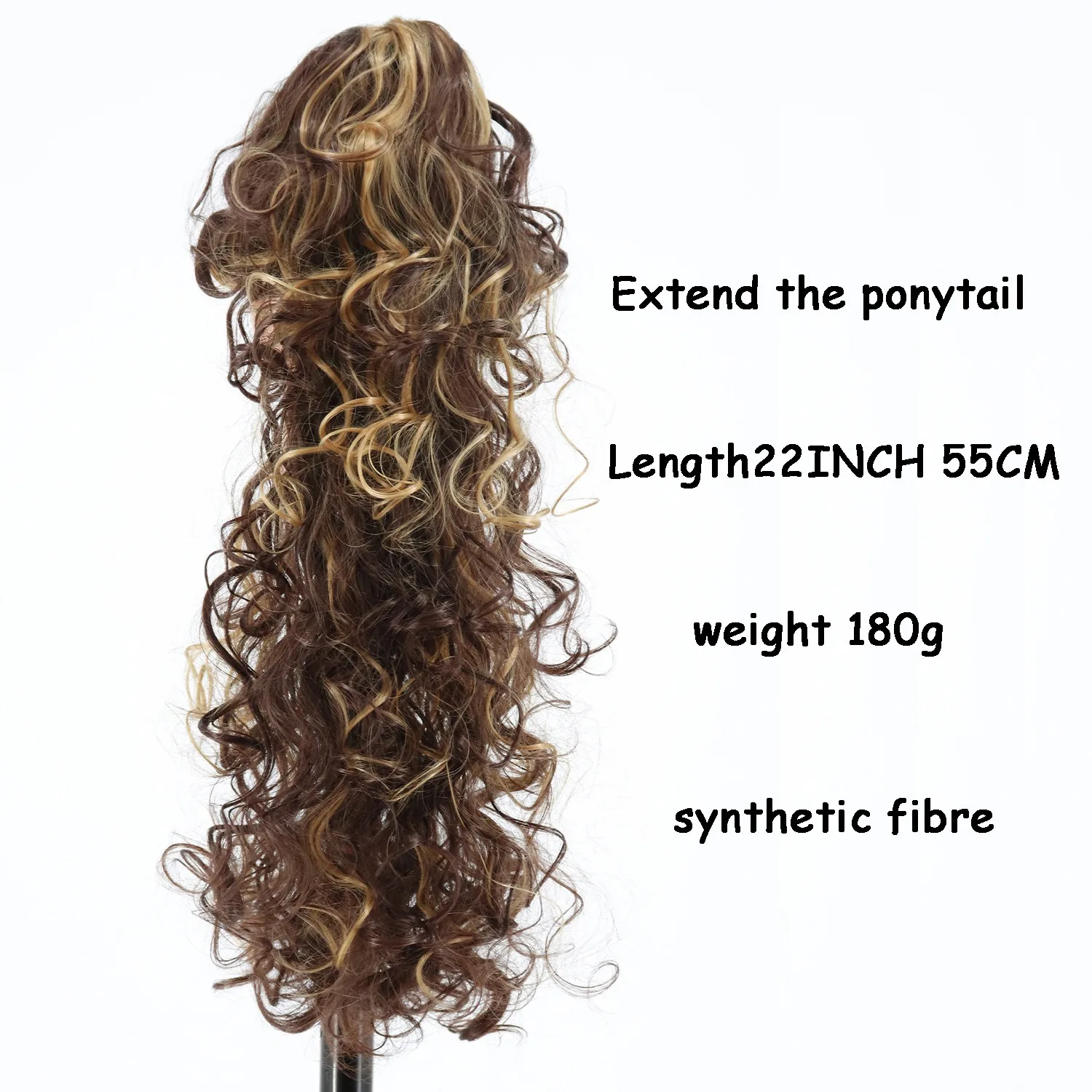 22 بوصة/55 سنتيمتر الاصطناعية مخلب كليب في ذيل حصان وصلات شعر قصيرة مجعد مخلب كليب ذيل حصان للنساء الشعر التمديد هيربيسي