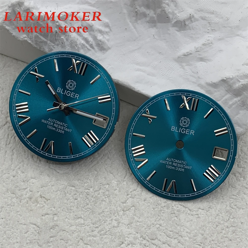 BLIGER 29mm blue Sun dial, Roman numeral dial for NH35 NH36 movement watch modification accessories