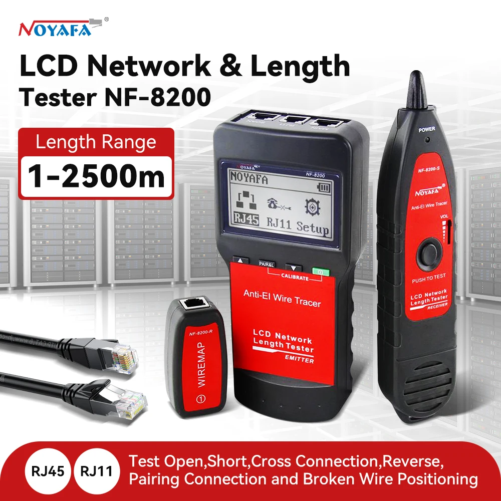 

NOYAFA Network Cable Tester Cat5 Cat6 Cable Tracker NF-8200 Measure Fault Distance Tester Cable Finder