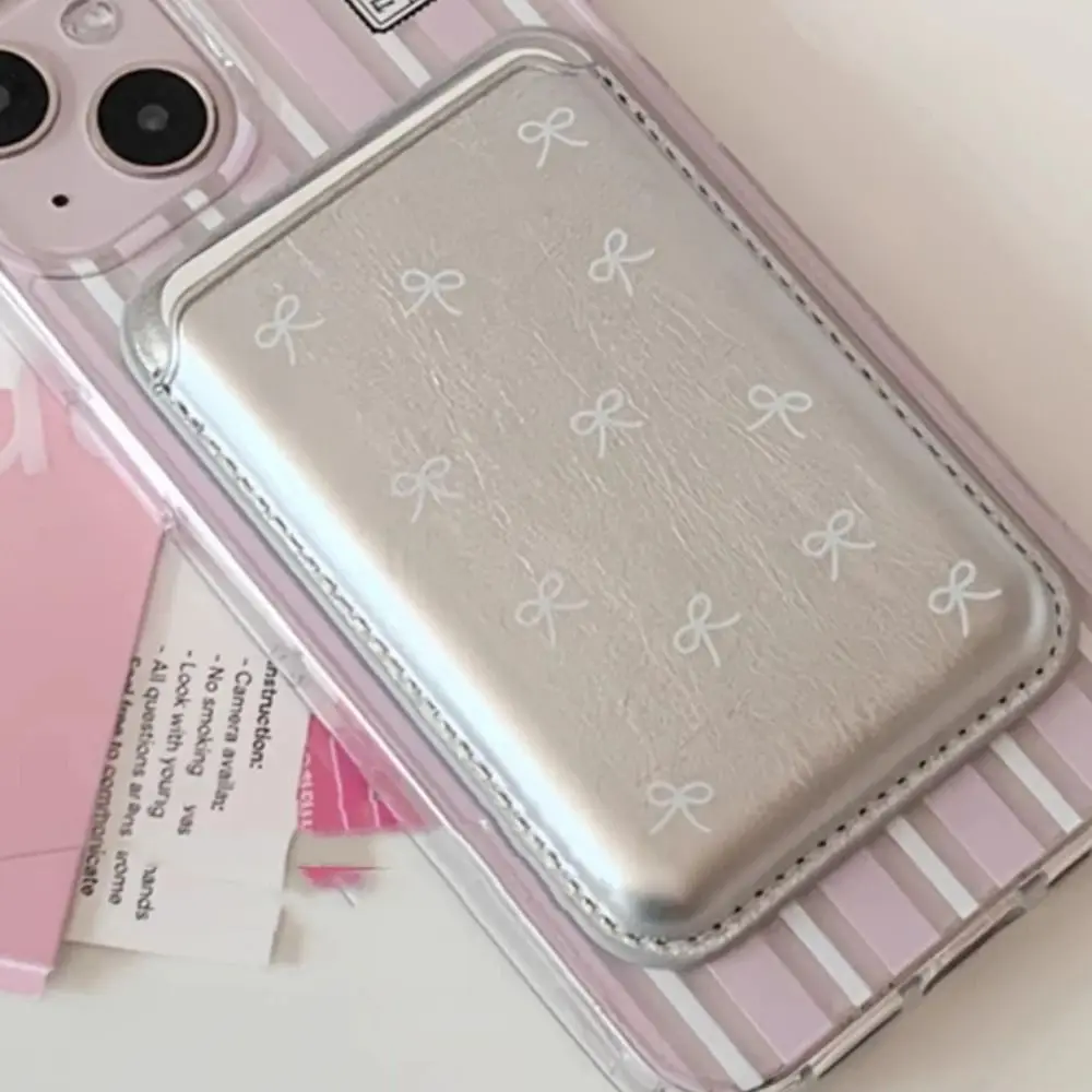 INS الكورية لطيف القوس ل Magsafe مشبك بطاقة مغناطيسية جراب هاتف آيفون 14 - 17 المحفظة المغناطيسية حامل بطاقة ملحقات الهاتف #6