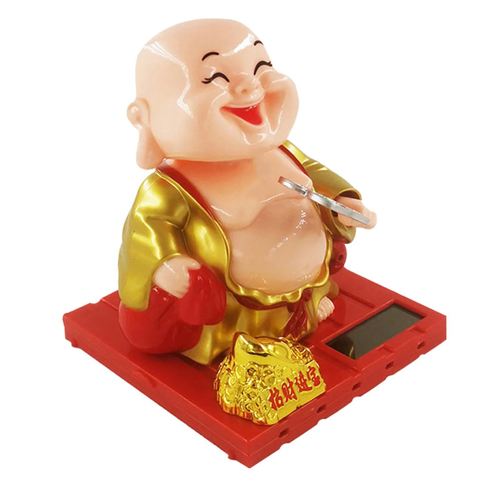 1 pçs adorno de buda maitreya operado a energia solar para carro e mesa decoração de movimento noturno interior da casa elegante cultura chinesa