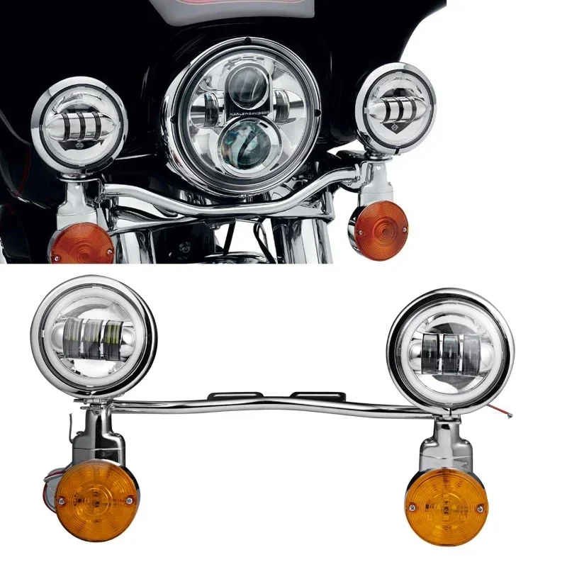 Motorcycle Driving Passing Spotlight Light Bar & Turn Signals Lamp Kit for Harley Davidson/Honda/Suzuki/Kawasaki