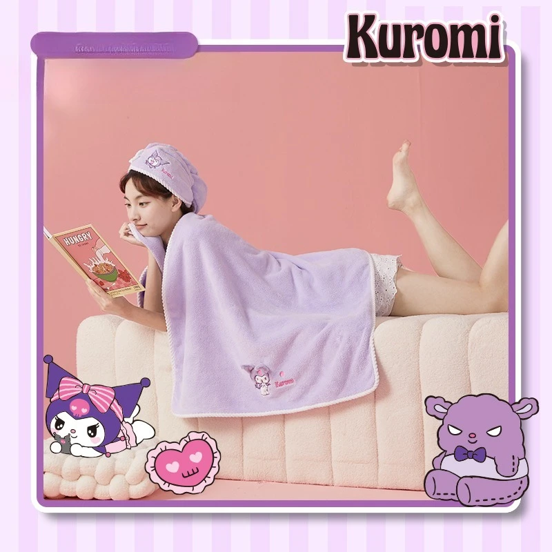 

Miniso Cool Lomi Банное полотенце милое Sanrio из натурального кораллового бархата, чем водопоглощающее полотенце из чистого хлопка для общежития, более толстое банное полотенце