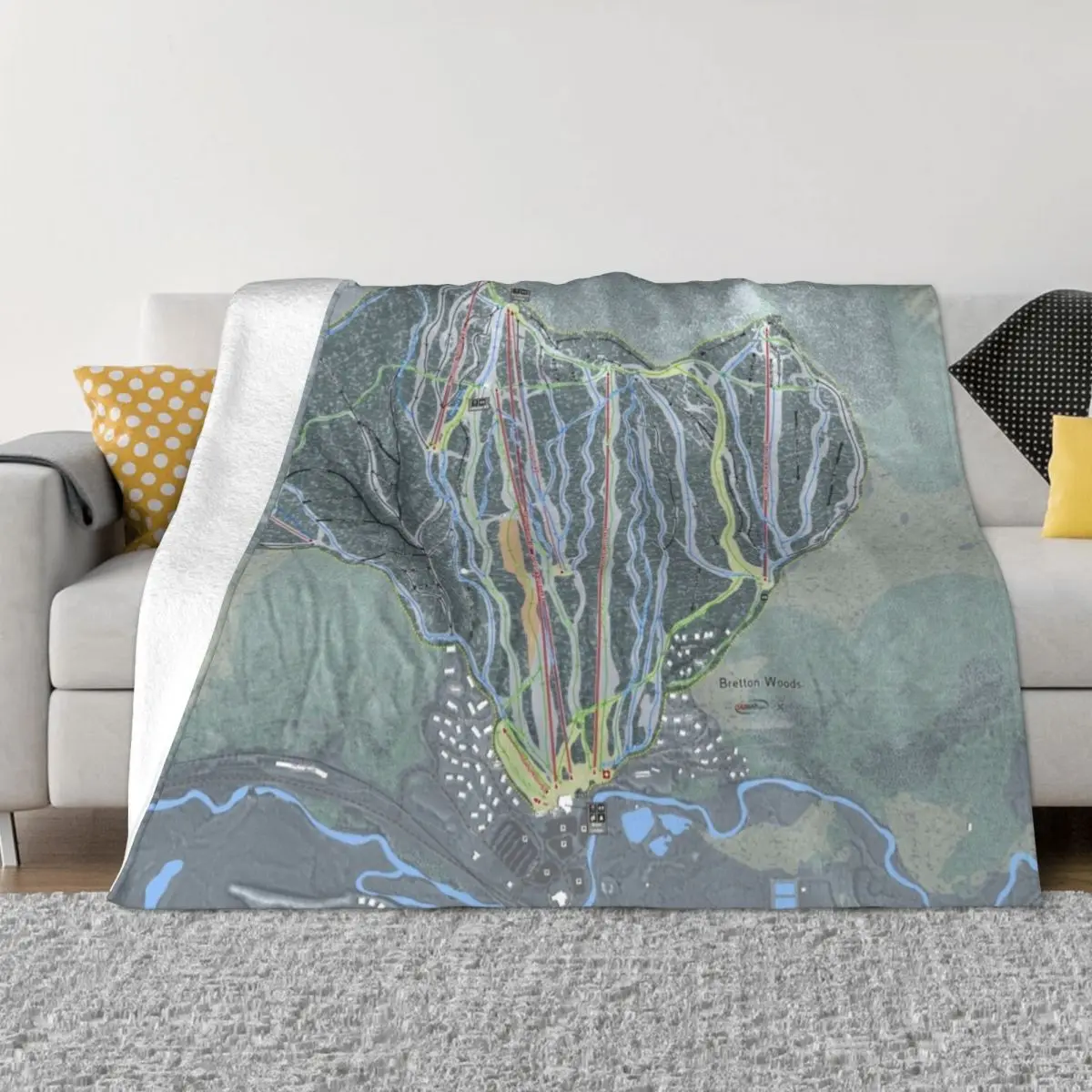 Bretton Woods Resort Trail Map Throw Blanket Giant Sofa Thins Blankets