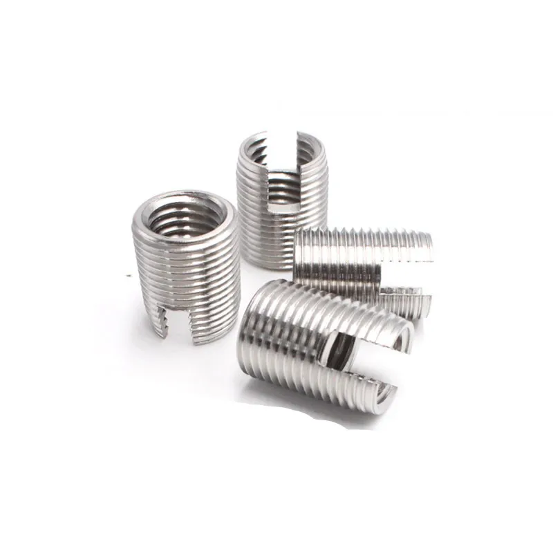 M2 M3 M4 M5 M6 M8 -M20 Stainless Steel 302 Style Threaded Metal Thread Repair Insert Self Tapping Inserts Slotted Screw Threaded