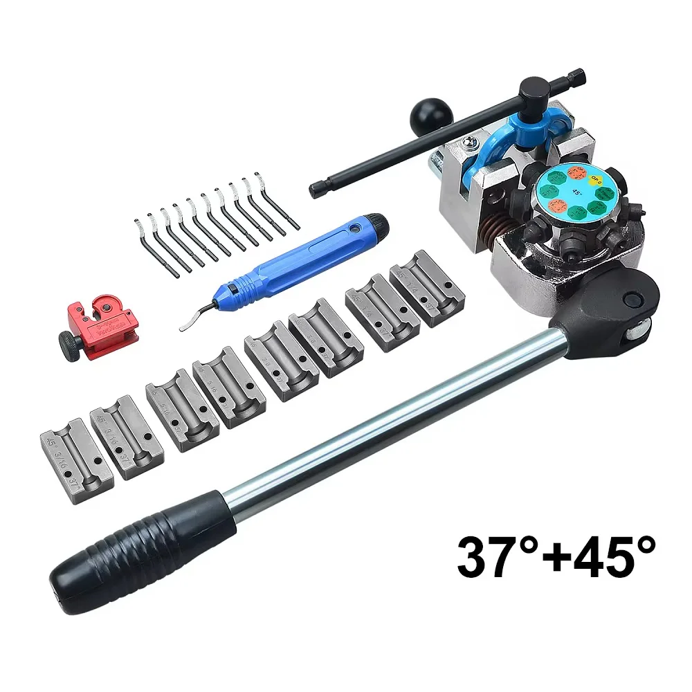 45 ° /37 ° Professionelles Bremsleitungs-Bördelwerkzeug-Set für 45/37-Grad-Bördelungen, Einzel-, Bubble- und Doppelbördelwerkzeug-Kit – Detail 1