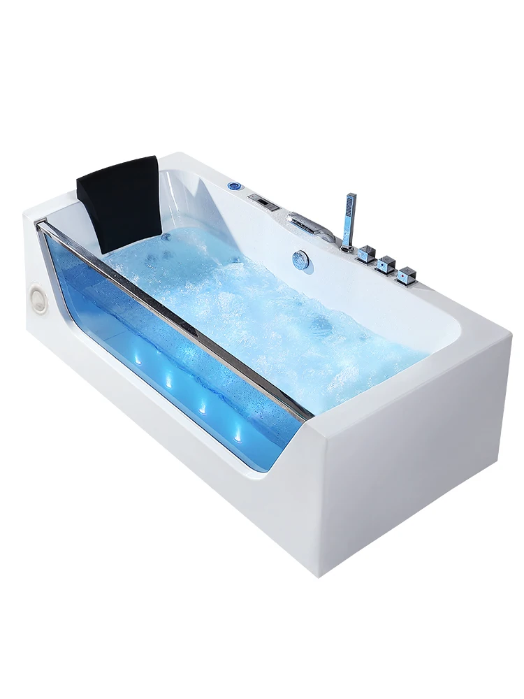 Rectangular acrylic glass home adult double toilet insulated heated double whirlpool bathtub