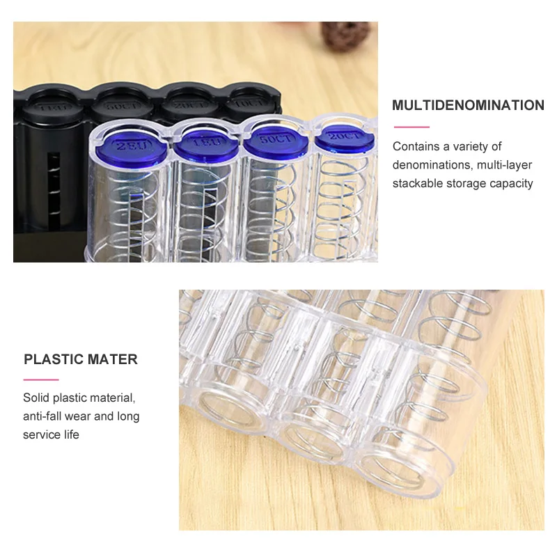 Transparent Plastic Storage Coins Purse Storage Box Euro Coin Dispenser Coin Holder Case High Quality Wallet Holders Money Boxes