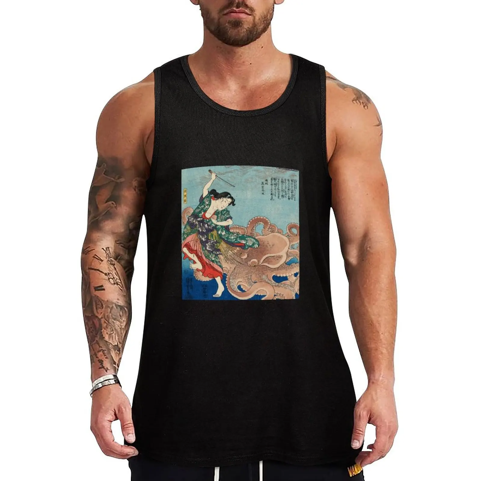 Woman Vs Octopus Tank Top Men's tops gym shirts bodybuilding for men Gym T-shirts for men