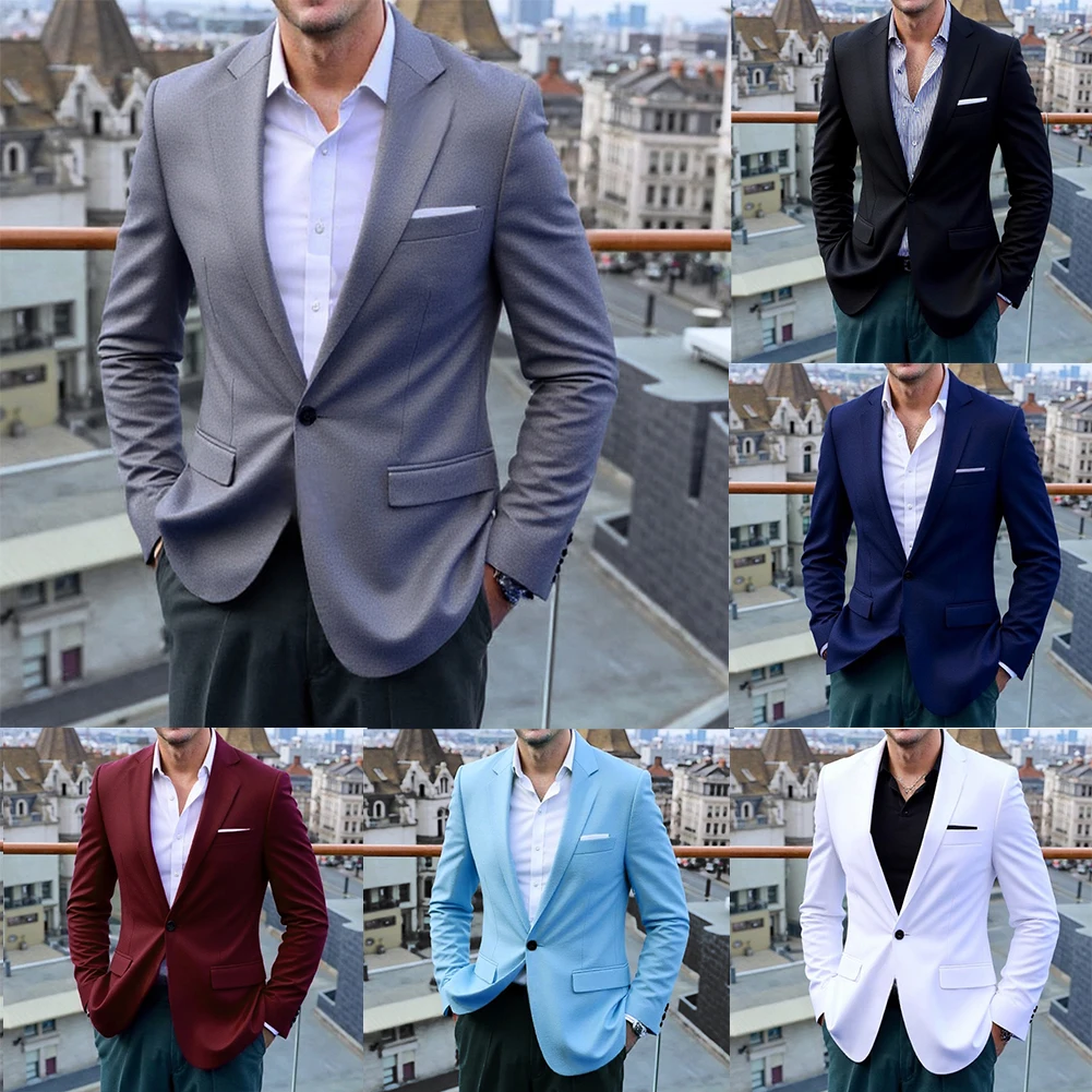 Traje de negocios Formal para hombre, abrigo, traje ajustado con un solo botón, chaqueta para novio, boda, trajes ajustados personalizados de un solo pecho para hombre