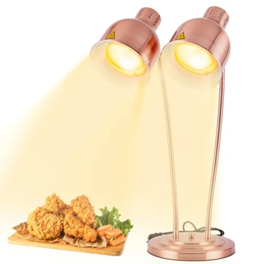 

Commercial food warmer lamp for buffet and restaurant service, stainless steel construction, silver color, adjustable height an