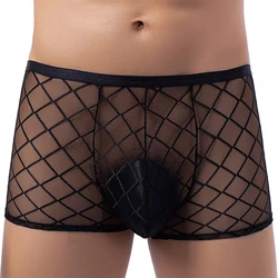 Men Sexy See-Through Shorts Enhancing Sheer Mesh Penis Bulge Pouch Underwear Breathableshorts Men Gay Panties