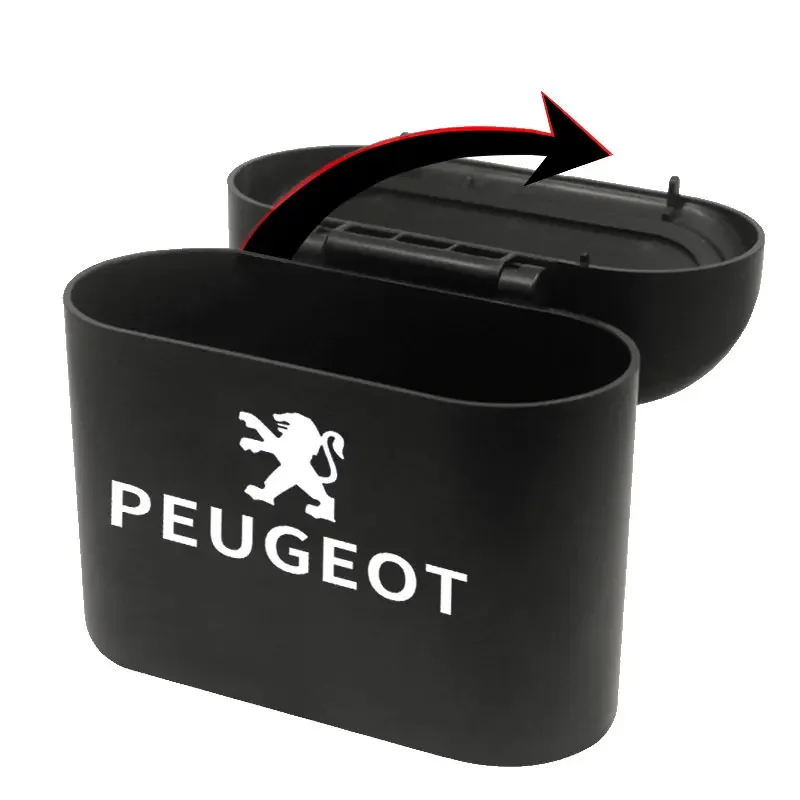 Car Trash Bin Hanging Garbage Box Black Abs Square Pressing Type Trash Can For Peugeot 206 308 307 208 3008 407 508 2008 RCZ