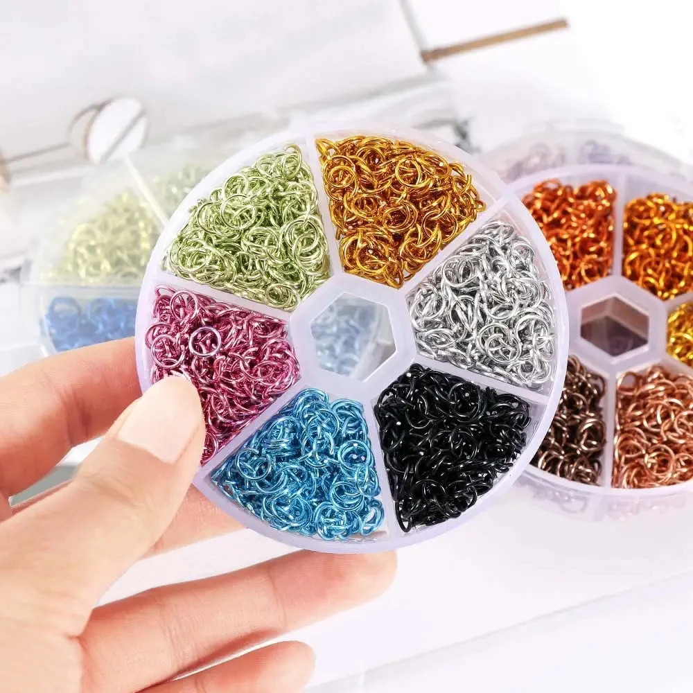 1080Pcs 피어싱 네일 댕글 링, 알루미늄 네일 아트 참, 5-6mm 루프 피어싱 쥬얼리 연결 믹스 컬러 네일 장식 도구