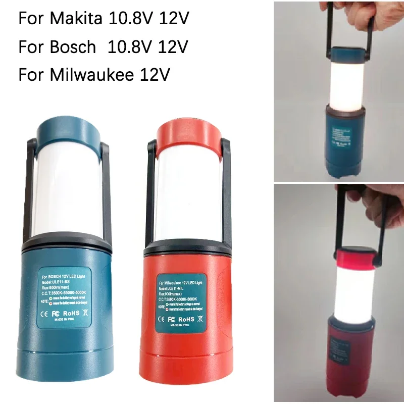 Multifunctional LED work light compatible for Makita Bosch Milwaukee 10.8V 12V lithium battery handheld Electric Yard Lights