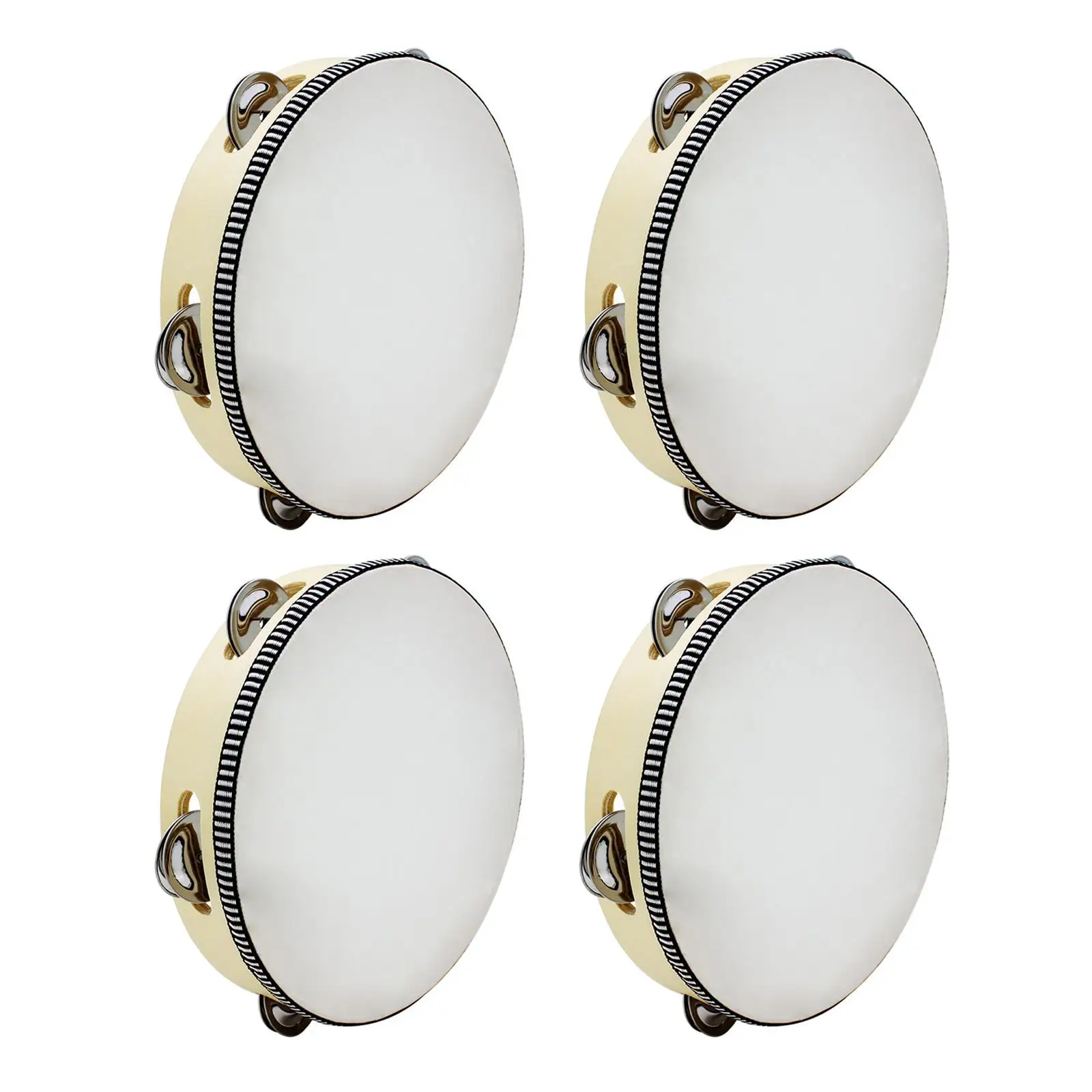 

4x 8 inch Wooden Tambourine Toy Kids Professional Games Party Hand Held Drum