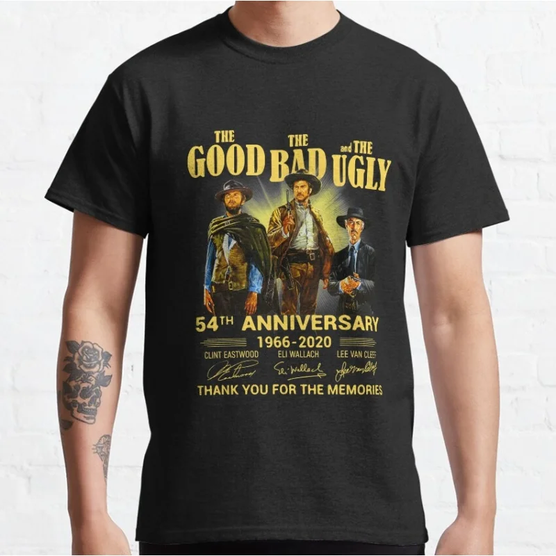 0227 Clint Eastwood The Good The Bad The Ugly Retro Gift t shirt 100% cotton Short Sleeve Graphic Clothes All size top S-6XL