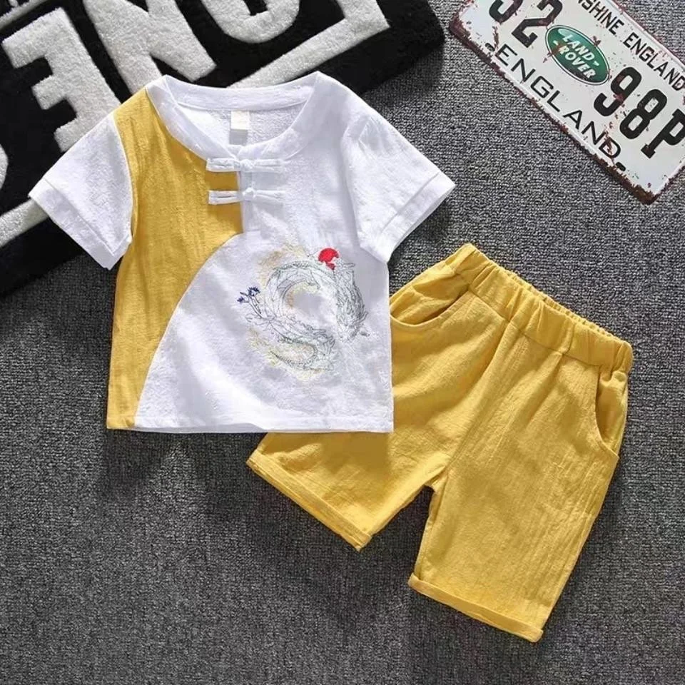 Kids Clothes Boys Set Summer 2 Color T-shirt And Short Pant Suit Lovely Toddler Boys Clothing Outfits For 2t 3t 4 5 6 8 Yrs Boy