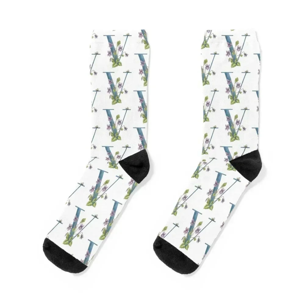 V is for Violets Socks cool halloween golf cotton Men's Socks Women's