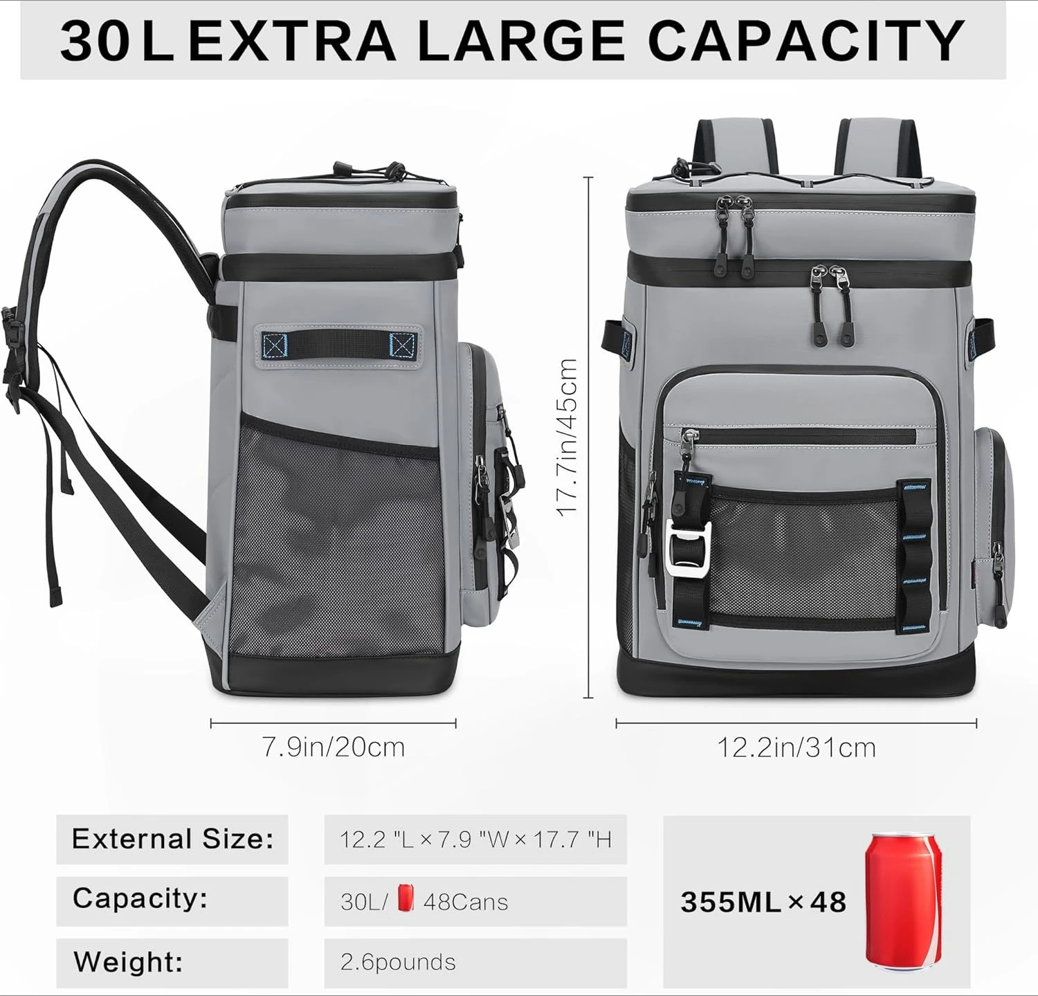 

Large Waterproof Insulated Cooler Backpack for Men & Women, Leak Proof Cooler Backpack for Camping, Beach, Fishing, Picnic