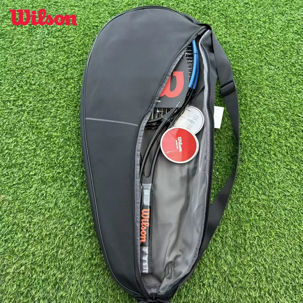 Wilson RF Racquet Cover Black Tennis Racket Cover for Men and Women Single Tennis Racket Bag Single Shoulder Tennis Bag
